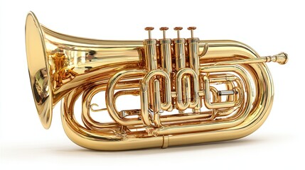 Obraz premium Golden shiny new tubular musical instrument isolated on white background.
