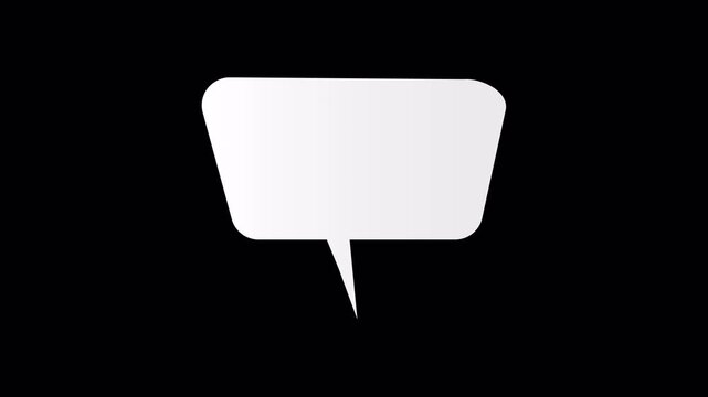 Animated comic thought bubble with alpha channel on black background. Minimal clean text bubble overlay for creative video editing, social media captions, and motion graphic storytelling.