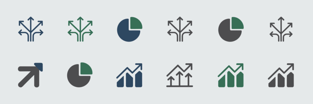 Portfolio diversification arrow icons &ndash; Ideal for wealth management.