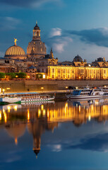 Fototapeta premium Historic Dresden city skyline with baroque architecture and old town buildings along the Elbe River in Saxony, Germany, scenic European cityscape and popular travel destination with cultural heritage 