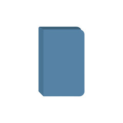 A minimalistic blue-grey rectangular object with rounded corners, resembling a closed book or notebook in a vector graphic style.