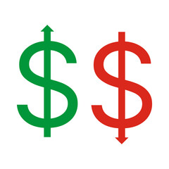 Obraz premium Green Red USD Up Down Arrows