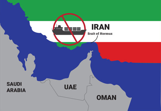 Iran closed the state of hormuz illustration , us and ran war concept 