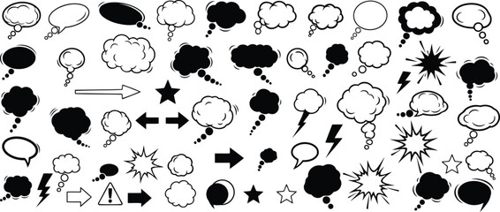 Fototapeta premium Premium Speech Bubbles & Comic Icons – Hand-Drawn Speech Bubble Vector Collection
