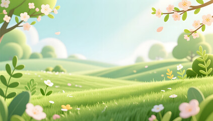 Naklejka premium Fresh green grass natural background in spring
