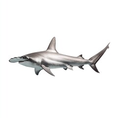 Fototapeta premium A large gray shark swims through the ocean with its fins visible