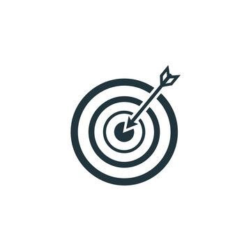 Bullseye target with arrow hitting center.
