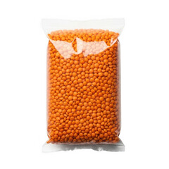 Package of orange lentils isolated on transparent background