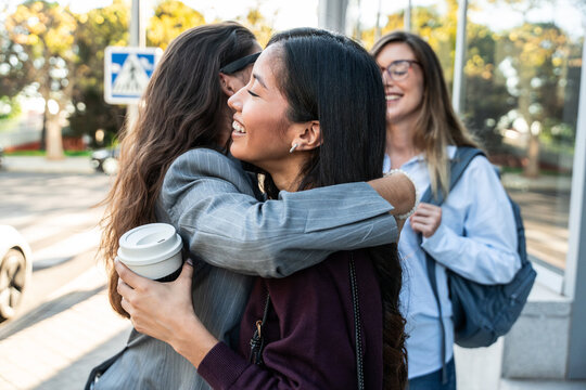 Businesswomen embracing empowerment in the workplace