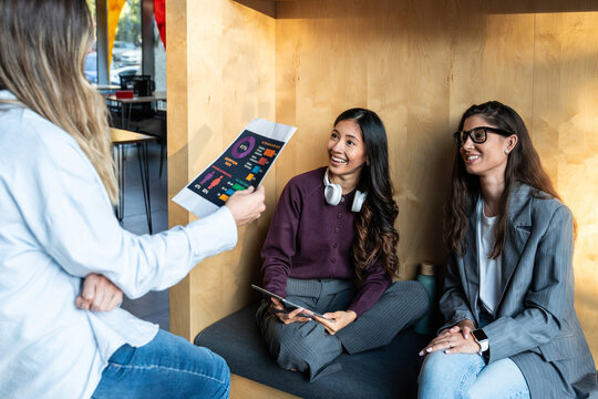 Businesswomen engage in a productive meeting