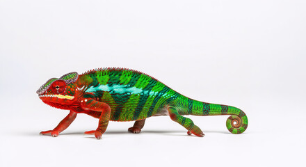 Fototapeta premium Career Change Concept, Color Transition Chameleon Moving Forward