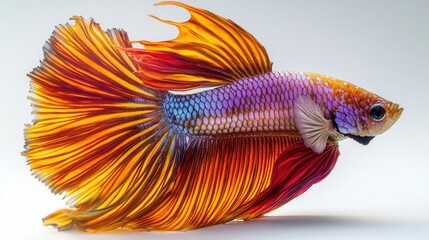 Fototapeta premium Vividly Colored Betta Fish With Flowing Fins