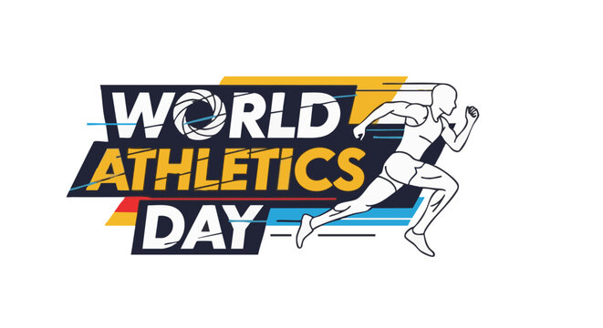 World Athletics Day logo with running athlete in bold colorful graphic for sports event