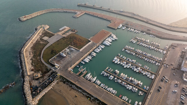 Aerial view of marina in Cingoli, Italy