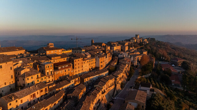 Aerial view of the historic town of Cingoli in Italy