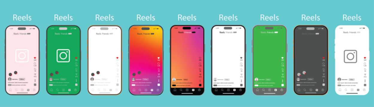 Instagram 2026 mockup. Instagram 2026 reels post story engagement elements. new update instagram reels mock up. Instagram reels green and black, white, color screen overlay. Instagram new update templ