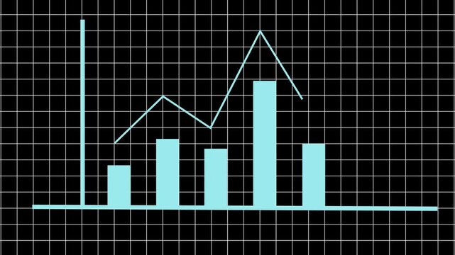 Graphical representation of a histogram with a linear projection and a vertical spike, Clean and modern data visualization, Ideal for reports and analytics.