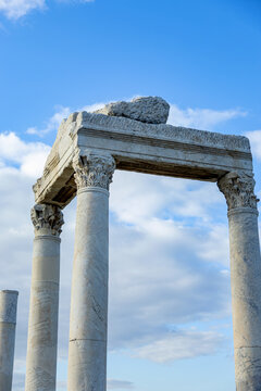 Ancient ruins of Laodicea in Turkey under blue sky