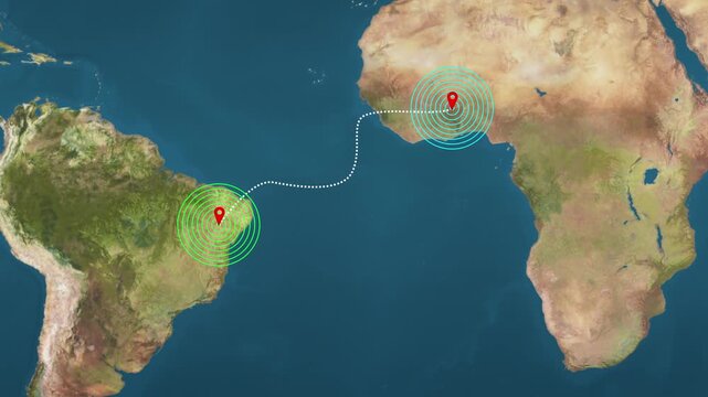 Satellite view of Africa and South America showing continental drift resemblance, Realistic and educational satellite view, Great for geography and educational projects.