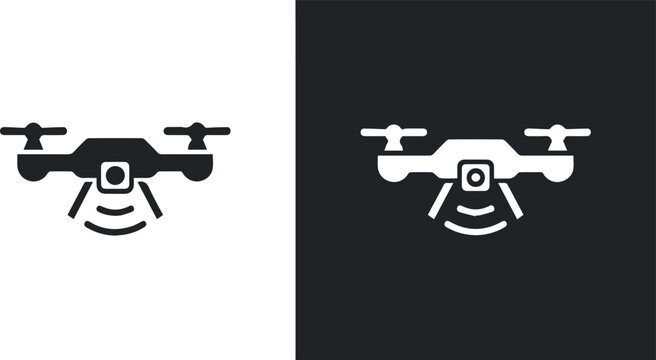 Drone surveillance symbol with signal beams