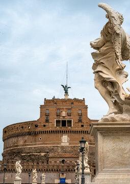 The entrance of Castel Sant'Angelo from Ponte Sant'Angelo in Rome