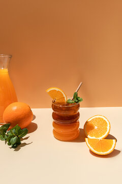 Iced citrus americano with fresh orange and mint