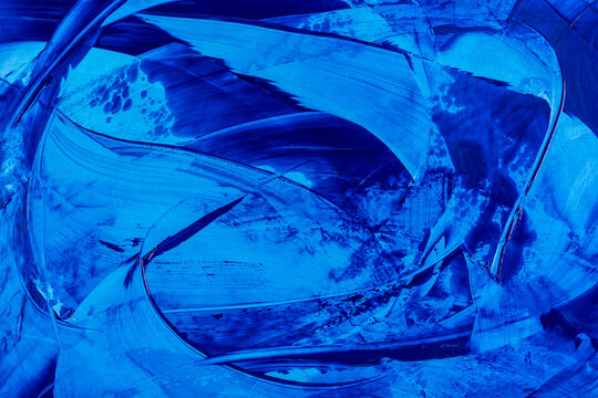 Abstract blue acrylic paint background with texture