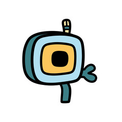Fototapeta premium Cartoon Eye Character with Antenna and a Friendly Design vector illustration