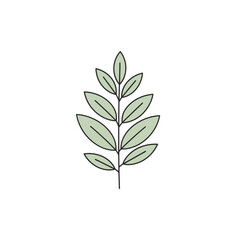 Fototapeta premium Minimalist Green Leaf Branch on White Background vector illustration