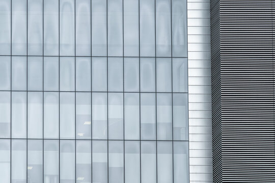 Corporate building facade with glass and metal