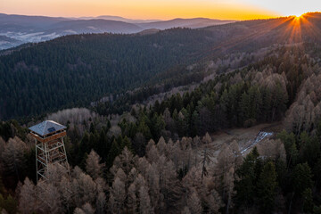 Beskid Sądecki, Malnik, Muszyna, przedwiośnie, widok z powietrza © Maciej G. Szling