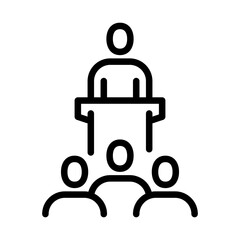 Obraz premium seminar icon line vector logo, business people,