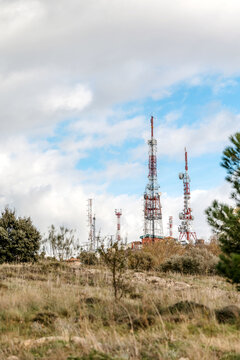 Telecommunications antennas in rural landscape