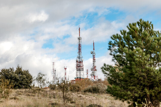 Telecommunications antennas in a rural landscape