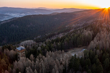 Beskid Sądecki, Malnik, Muszyna, przedwiośnie, widok z powietrza © Maciej G. Szling
