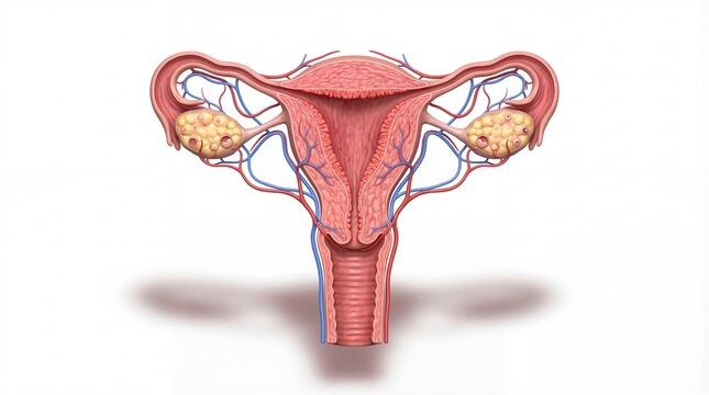 Detailed Anatomical Illustration of Female Reproductive System Uterus and Ovaries