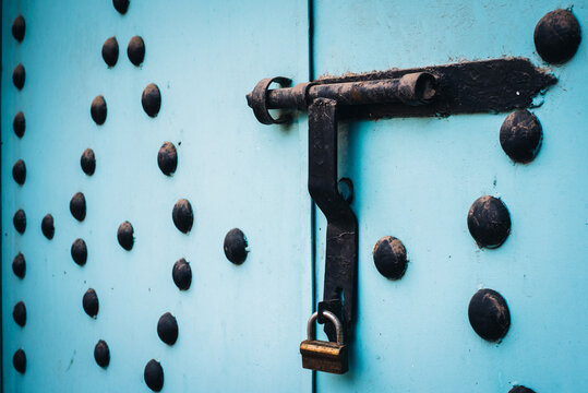 Rustic Moroccan door detail in Marrakech