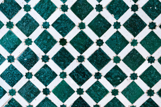 Vintage handmade Moroccan ceramic tile pattern