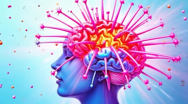 A video showcasing a creative and colorful illustration of the human brain