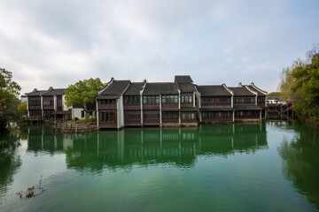 Fototapeta premium Ancient charm scenery of historic residences in the Jiangnan water town of Wuzhen, China