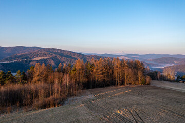 Beskid Sądecki, Malnik, Muszyna, przedwiośnie, widok z powietrza © Maciej G. Szling