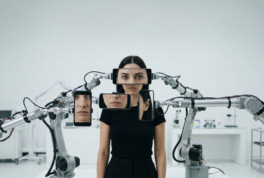 Futuristic display of virtual reality and technology