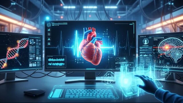 Advanced digital twin heart monitoring system with holographic interface for precision medicine