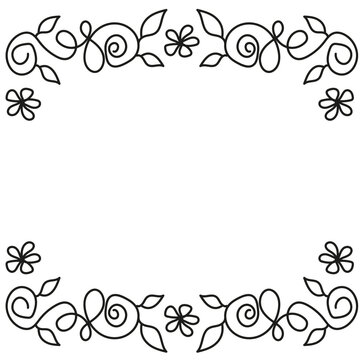 Hand drawn frame with floral ornament on white background
