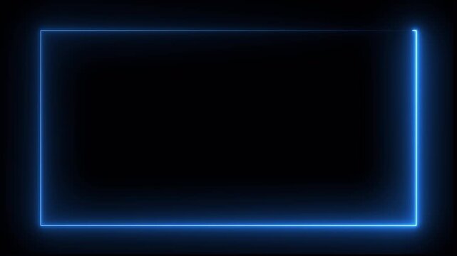 Rectangle animation glowing neon frame background , Square rectangle picture frame glowing neon animation on trasparent background. Neon line box animation,