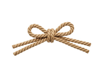 A detailed image of a tied jute rope bow perfect for crafts on transparent background