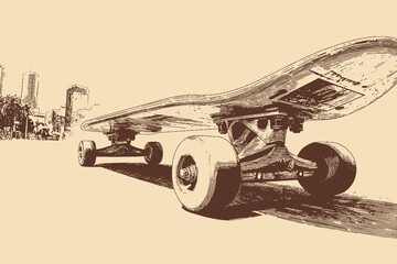 Skateboard silhouette, vector illustration. This vector illustration can be used in any size you like for advertising, logos, and other work. © PanzaDesign