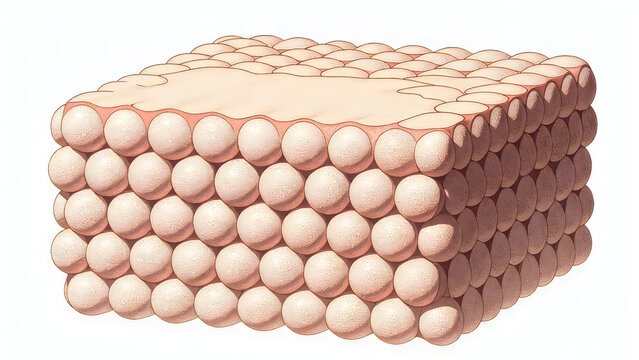 Cross-sectional diagram of a biological membrane structure with lipid bilayer and proteins