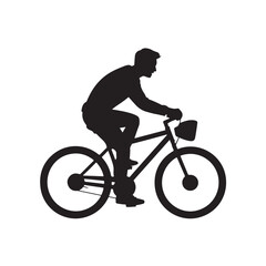 Fototapeta premium Man Riding Bicycle Silhouette Outdoor Cycling Activity
