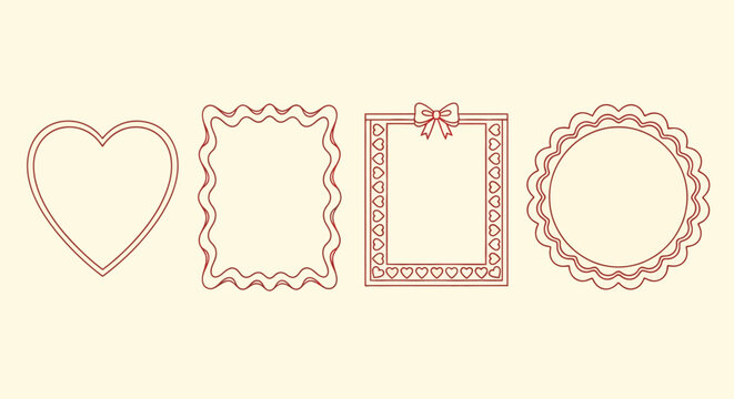 Collection of decorative photo frame outlines.